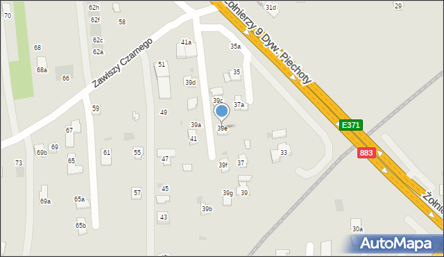 Rzeszów, Zawiszy Czarnego, 39e, mapa Rzeszów