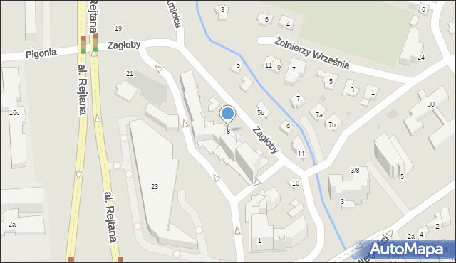 Rzeszów, Zagłoby Jana Onufrego, 8, mapa Rzeszów