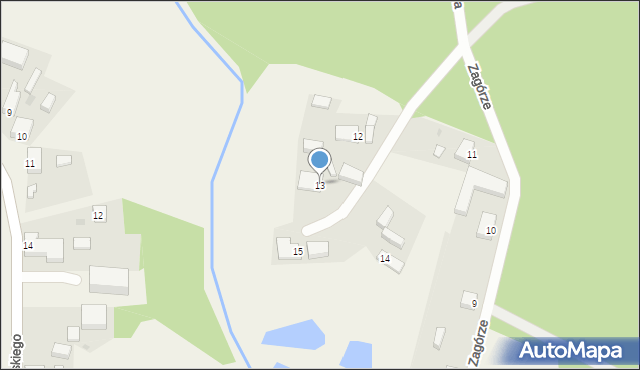 Sądów, Zagórze, 13, mapa Sądów