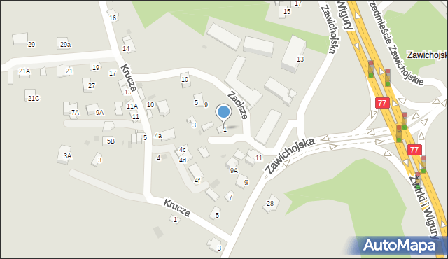 Sandomierz, Zacisze, 1, mapa Sandomierza