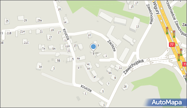 Sandomierz, Zacisze, 3A, mapa Sandomierza