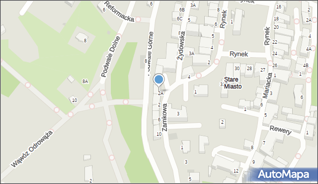 Sandomierz, Zamkowa, 2a, mapa Sandomierza