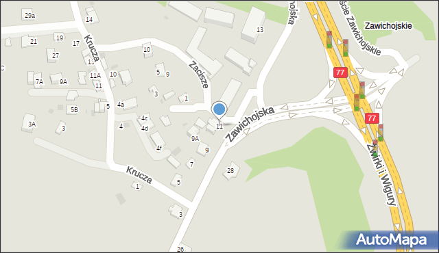 Sandomierz, Zawichojska, 11, mapa Sandomierza