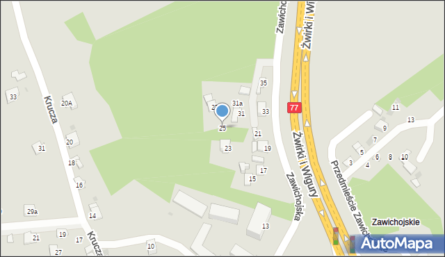 Sandomierz, Zawichojska, 25, mapa Sandomierza