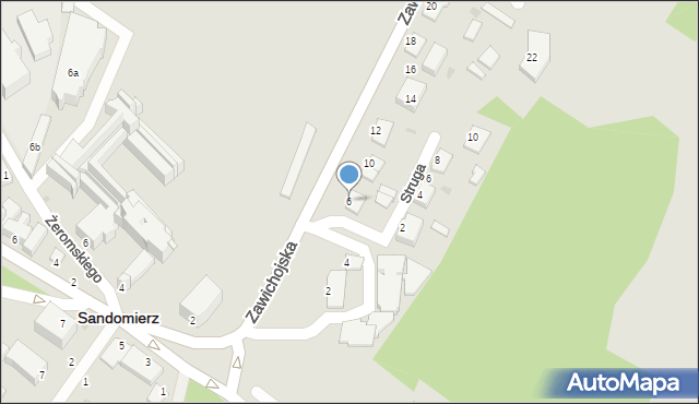 Sandomierz, Zawichojska, 6, mapa Sandomierza