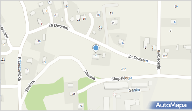 Sanka, Za Dworem, 4, mapa Sanka