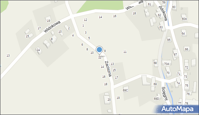 Ścięgny, Zaciszna, 12, mapa Ścięgny