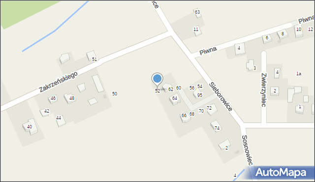 Sieborowice, Zakrzeńskiego Władysława, 52, mapa Sieborowice