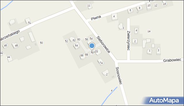Sieborowice, Zakrzeńskiego Władysława, 70, mapa Sieborowice