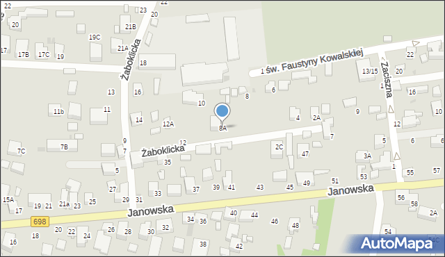 Siedlce, Żaboklicka, 8A, mapa Siedlce