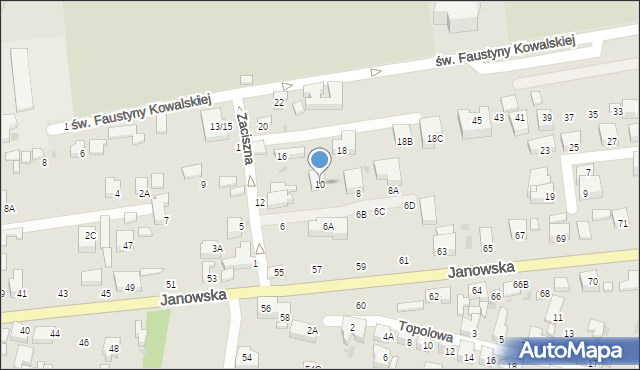 Siedlce, Zaciszna, 10, mapa Siedlce