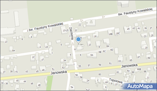 Siedlce, Zaciszna, 14, mapa Siedlce