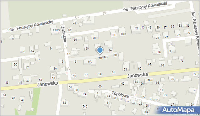 Siedlce, Zaciszna, 6B, mapa Siedlce