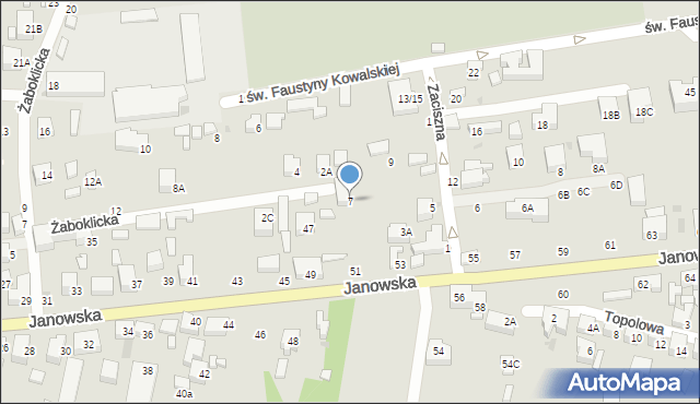 Siedlce, Zaciszna, 7, mapa Siedlce