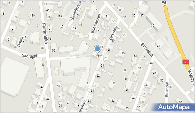 Siedlce, Zaremby Feliksa, 13, mapa Siedlce