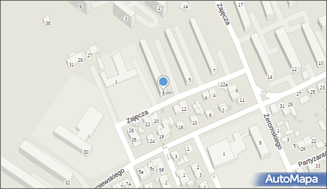 Sieradz, Zajęcza, 3, mapa Sieradz