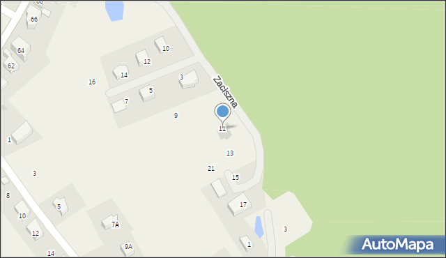 Sierakowice, Zaciszna, 11, mapa Sierakowice