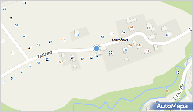 Skawinki, Zaciszna, 34, mapa Skawinki