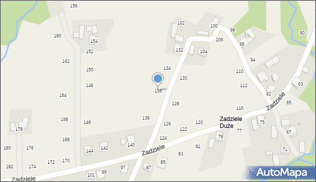 Skawinki, Zadziele, 136, mapa Skawinki