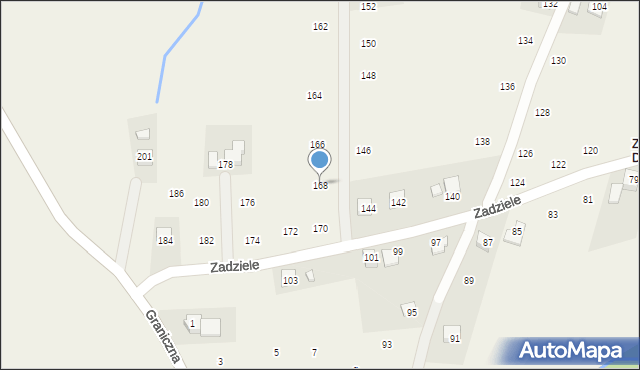 Skawinki, Zadziele, 168, mapa Skawinki