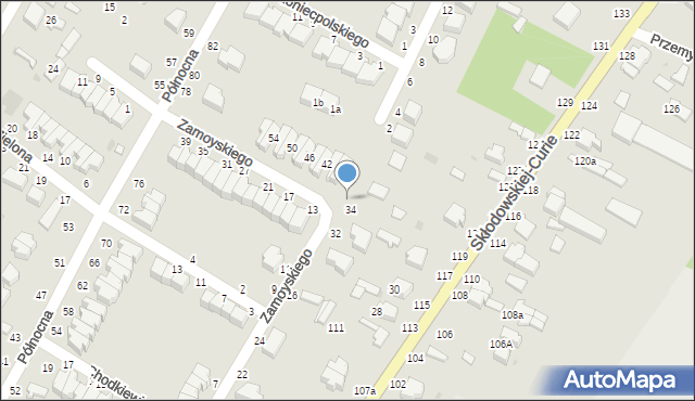 Skierniewice, Zamoyskiego Jana, hetm., 36, mapa Skierniewic