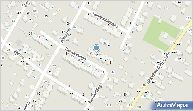 Skierniewice, Zamoyskiego Jana, hetm., 50, mapa Skierniewic