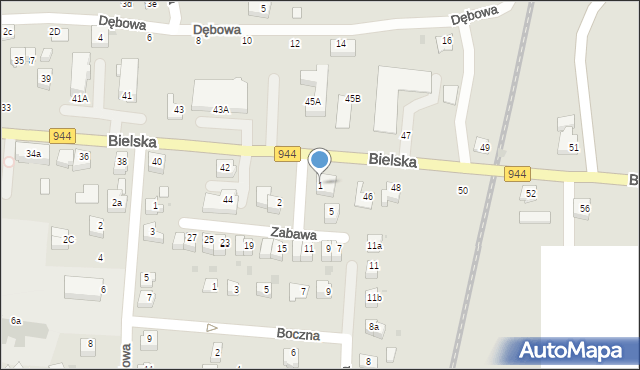 Skoczów, Zabawa, 1, mapa Skoczów