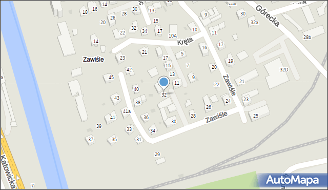 Skoczów, Zawiśle, 32, mapa Skoczów