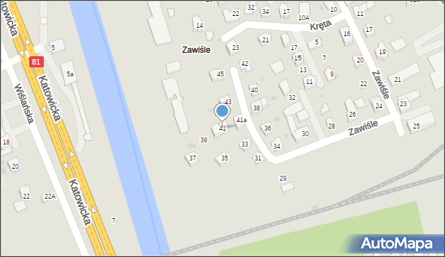 Skoczów, Zawiśle, 41, mapa Skoczów