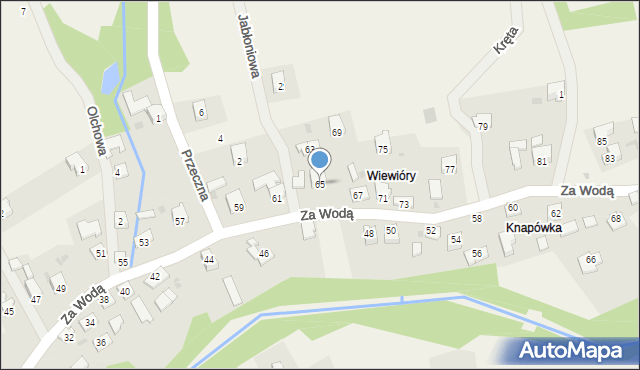 Ślemień, Za Wodą, 65, mapa Ślemień