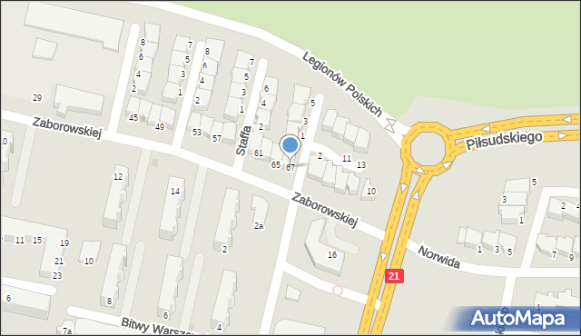 Słupsk, Zaborowskiej Marii, 67, mapa Słupska