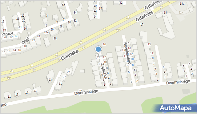 Słupsk, Zajączka Józefa, gen., 11, mapa Słupska