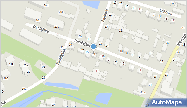 Słupsk, Zamiejska, 13, mapa Słupska