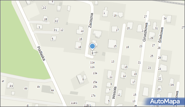 Sobolewo, Zaciszna, 9, mapa Sobolewo