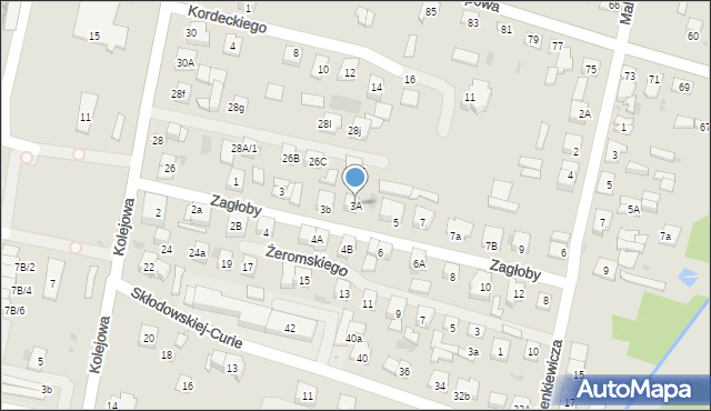 Sokołów Podlaski, Zagłoby Jana Onufrego, 3A, mapa Sokołów Podlaski