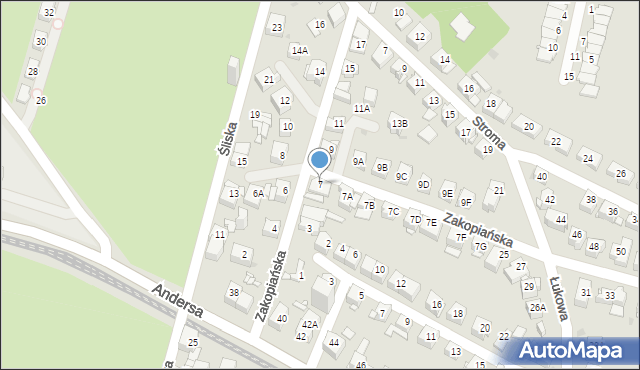 Sosnowiec, Zakopiańska, 7, mapa Sosnowca