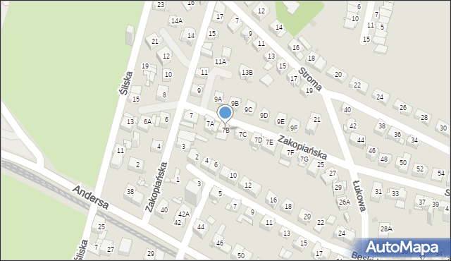 Sosnowiec, Zakopiańska, 7B, mapa Sosnowca