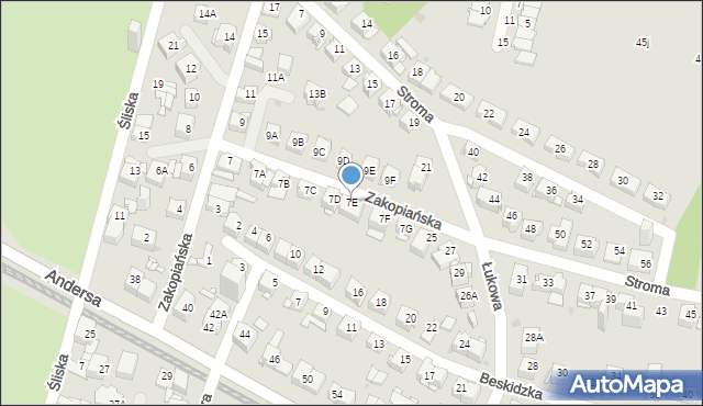 Sosnowiec, Zakopiańska, 7E, mapa Sosnowca