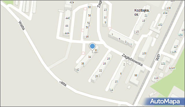 Sosnowiec, Zagłębiowska, 32, mapa Sosnowca