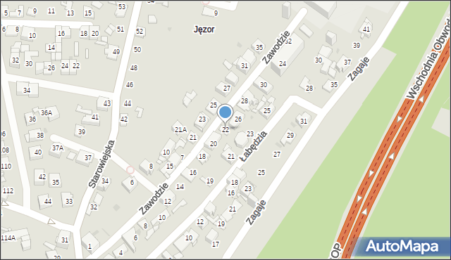 Sosnowiec, Zawodzie, 22, mapa Sosnowca