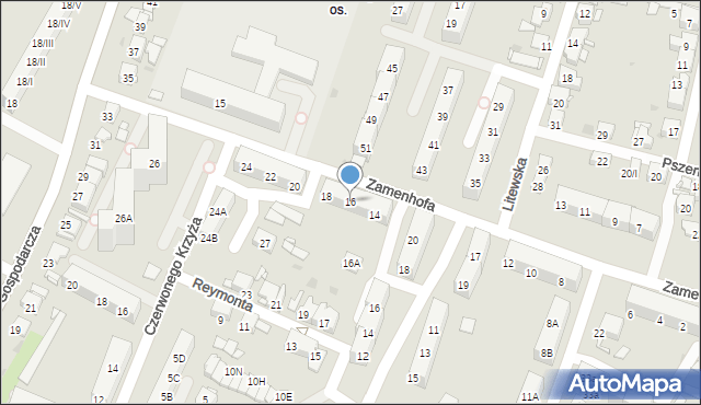 Sosnowiec, Zamenhofa Ludwika, dr., 16, mapa Sosnowca