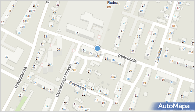 Sosnowiec, Zamenhofa Ludwika, dr., 20, mapa Sosnowca
