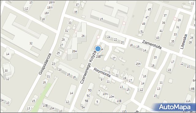 Sosnowiec, Zamenhofa Ludwika, dr., 24B, mapa Sosnowca
