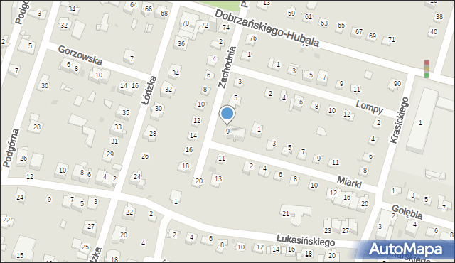 Sosnowiec, Zachodnia, 9, mapa Sosnowca