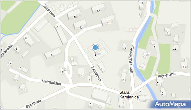 Stara Kamienica, Zamkowa, 4, mapa Stara Kamienica
