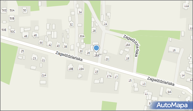 Stare Budkowice, Zagwiździańska, 26A, mapa Stare Budkowice