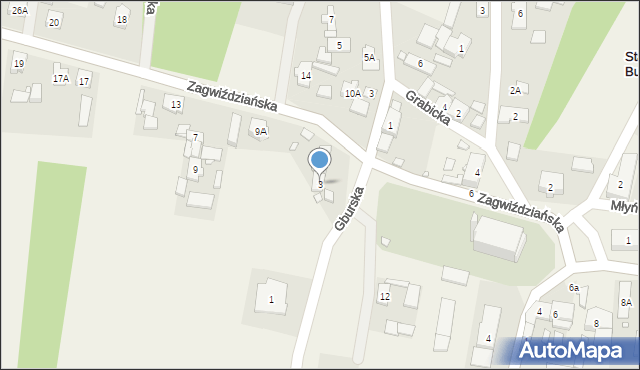 Stare Budkowice, Zagwiździańska, 3, mapa Stare Budkowice