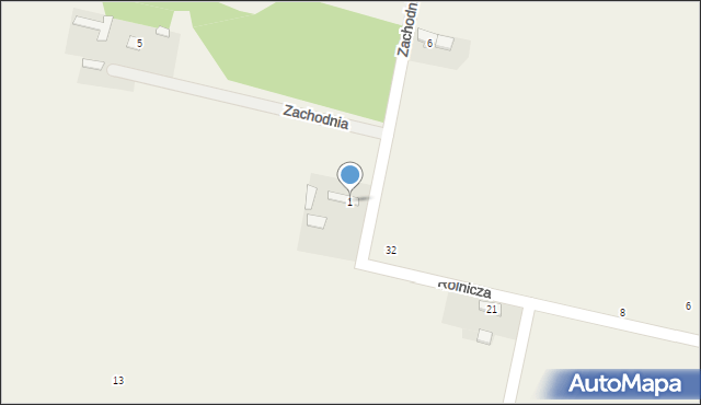 Stary Kocin, Zachodnia, 1, mapa Stary Kocin