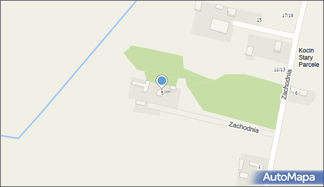 Stary Kocin, Zachodnia, 5, mapa Stary Kocin