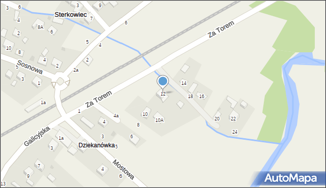 Sterkowiec, Za Torem, 12, mapa Sterkowiec